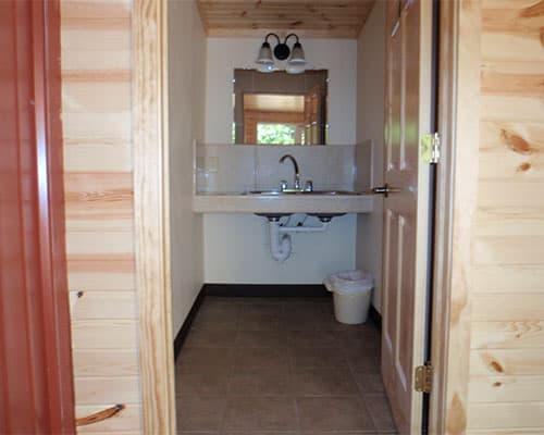 Frontier Wilderness Campground bathroom - Egg Harbor Stay